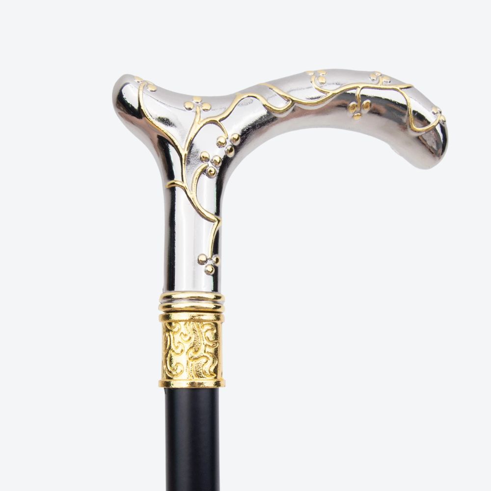 Women's Metallic Plum Blossom Cane Silver/Gold. Bastoni