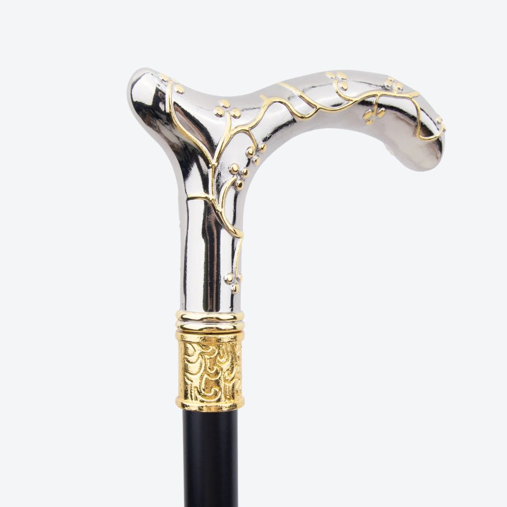 Women's Metallic Plum Blossom Cane Silver/Gold. Bastoni