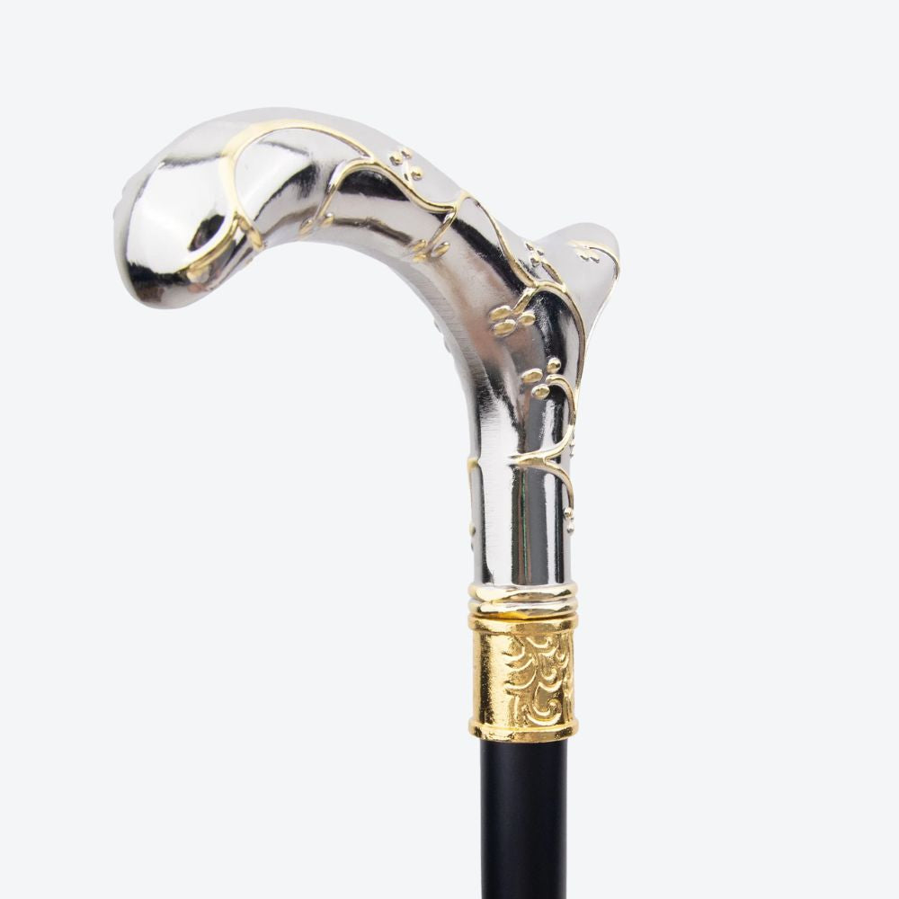 Women's Metallic Plum Blossom Cane Silver/Gold. Bastoni