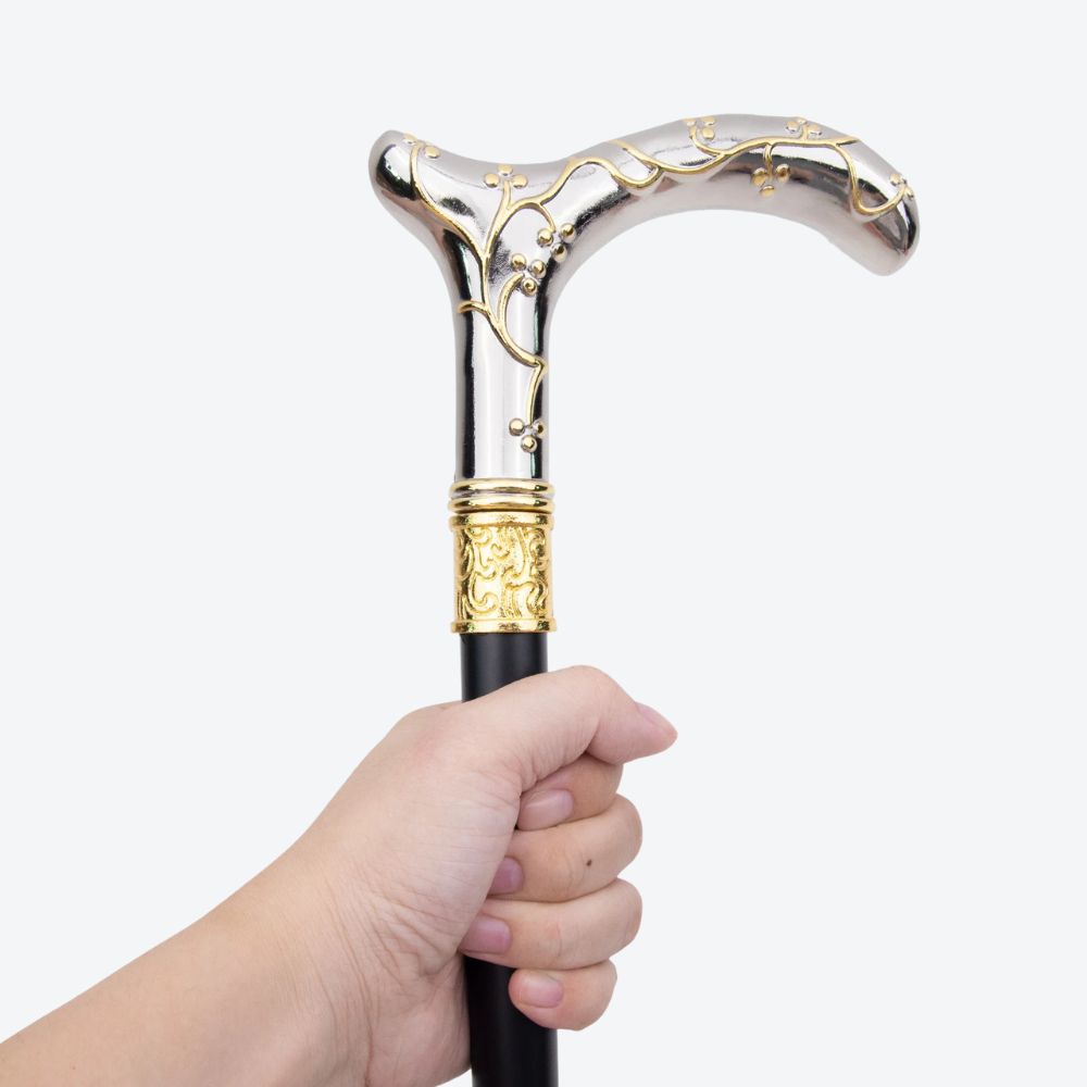 Women's Metallic Plum Blossom Cane Silver/Gold. Bastoni