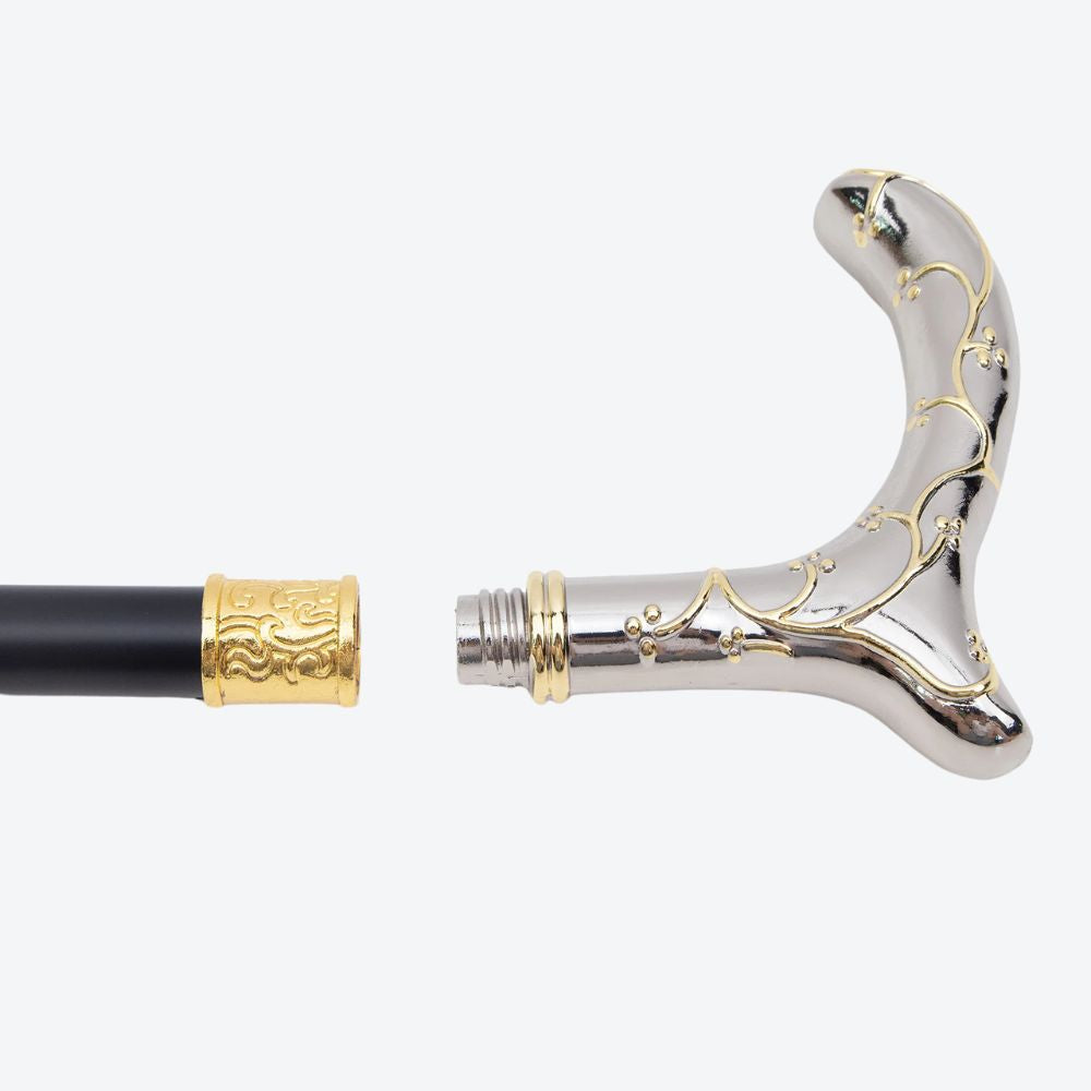 Women's Metallic Plum Blossom Cane Silver/Gold. Bastoni