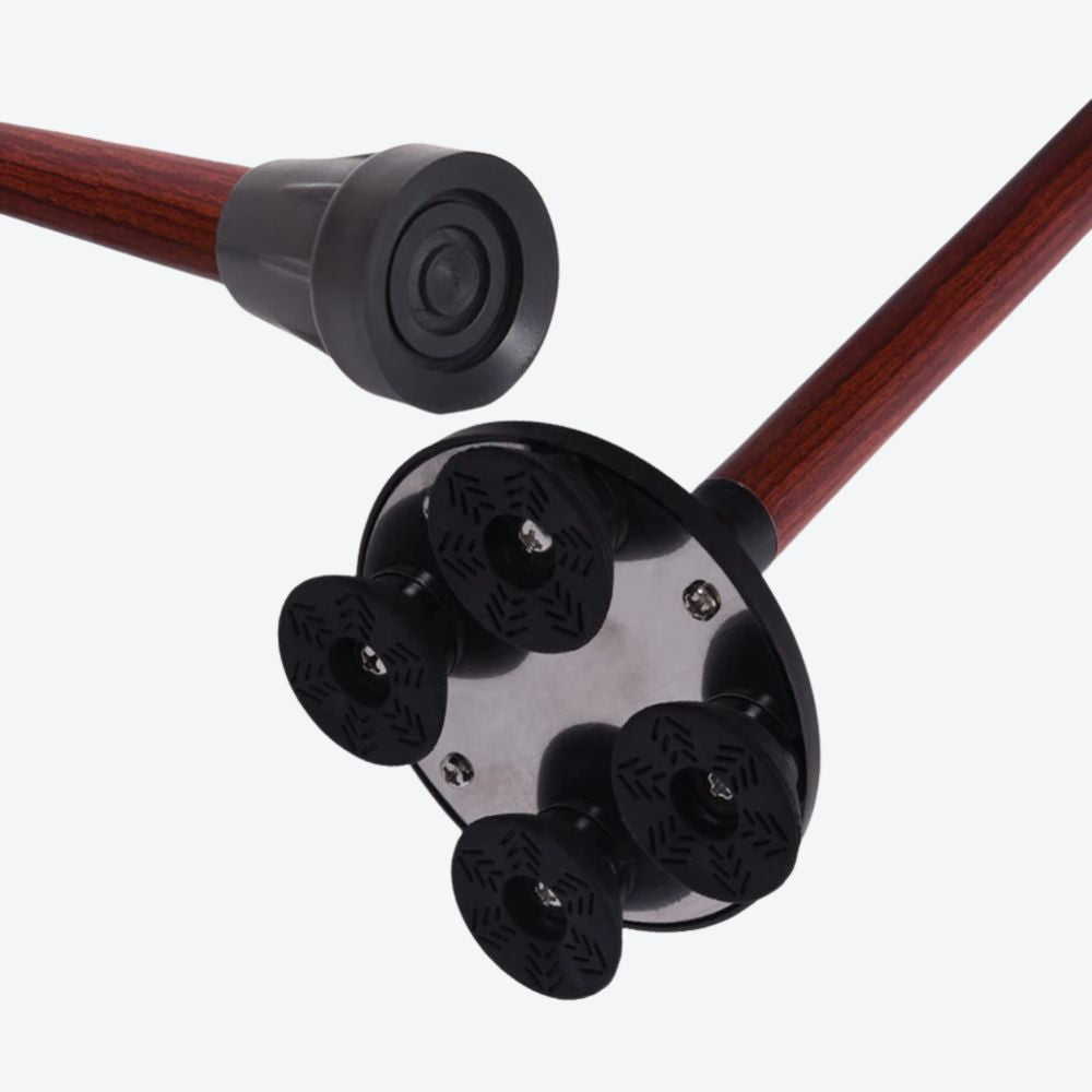 Bastoni Wine Wooden Style Metal Cane with LED Flashlight