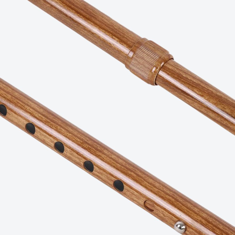Bastoni Wine Wooden Style Metal Cane with LED Flashlight
