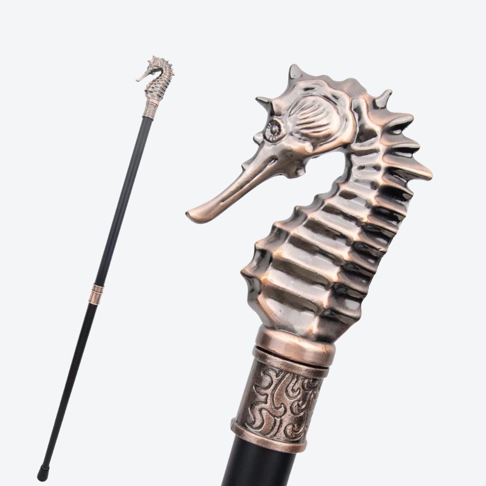 Bronze Seahorse Metal Cane
