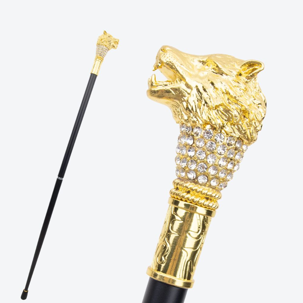 Voracious Wolf Metal Cane Golden