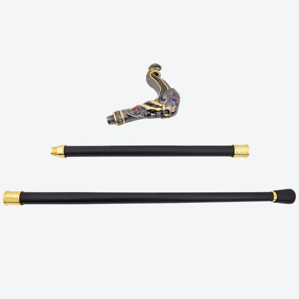 Octopus Skull Metal Cane Dark Silver