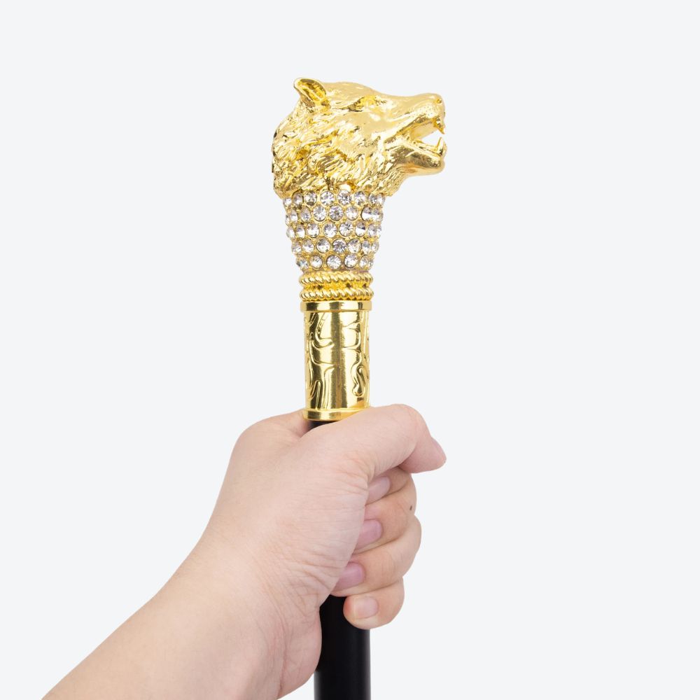 Voracious Wolf Metal Cane Golden