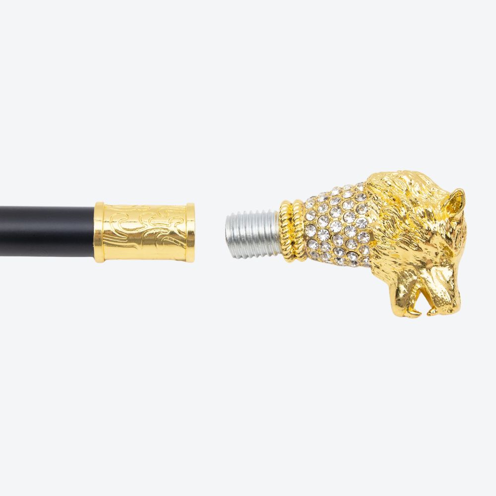 Voracious Wolf Metal Cane Golden