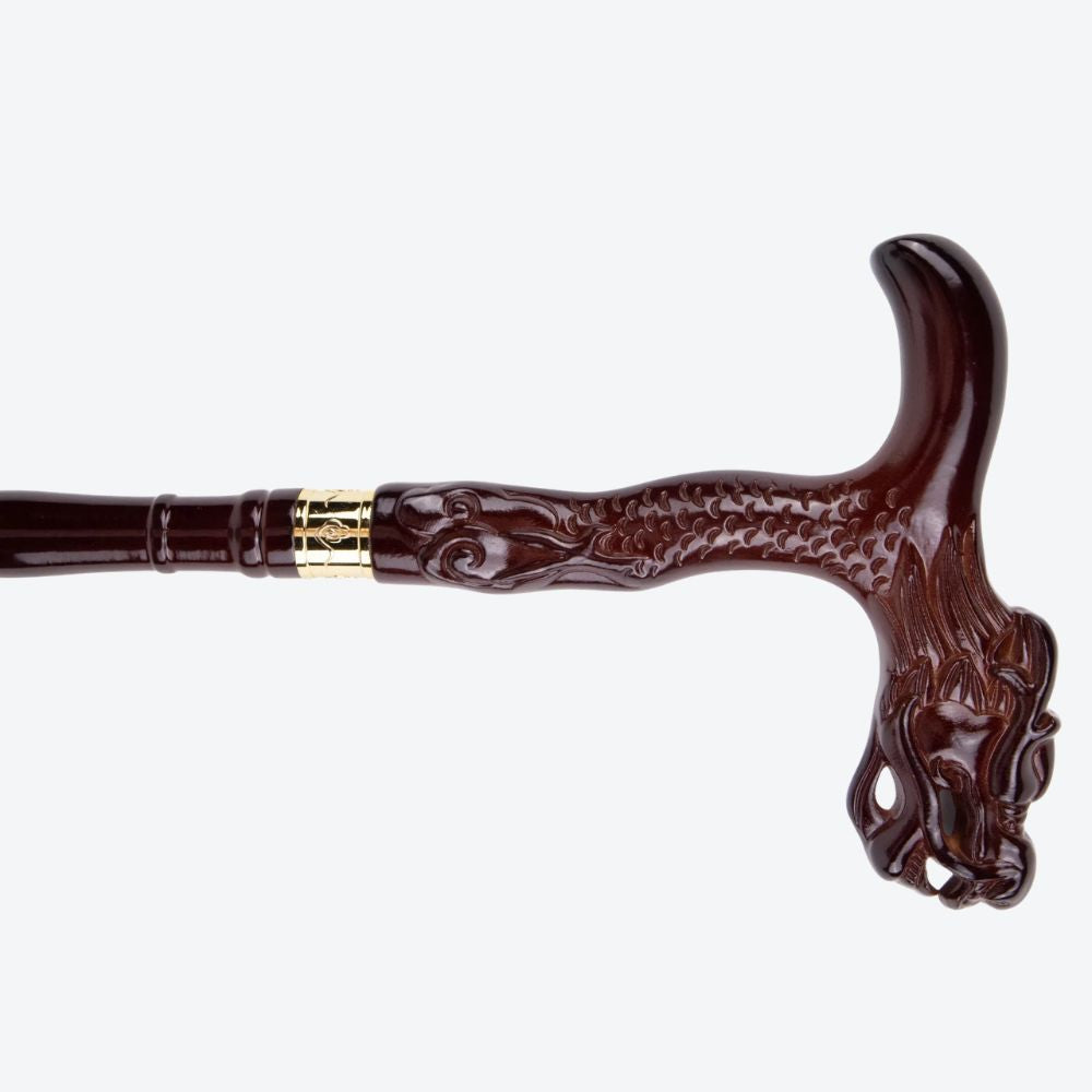 Ancestral Dragon Wooden Classic Cane Red-Bastoni UK