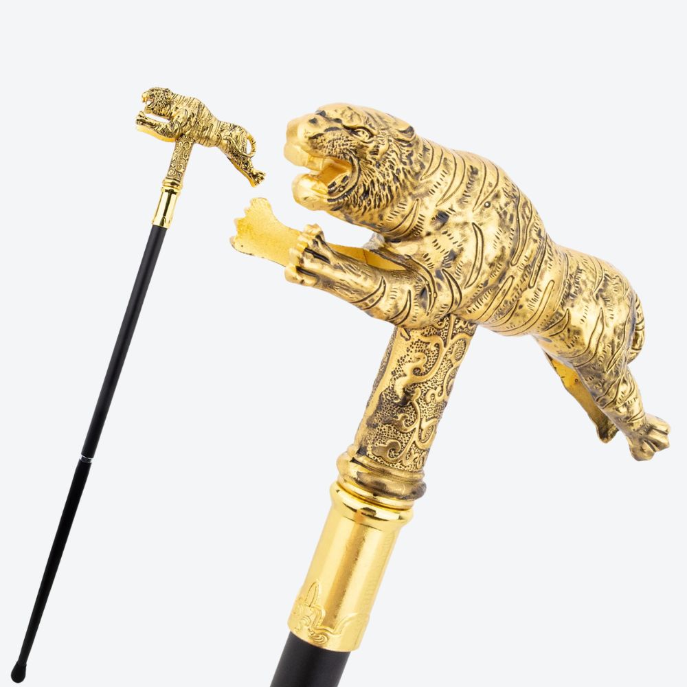 Ancestral Golden Tiger Metal Cane-Bastoni UK