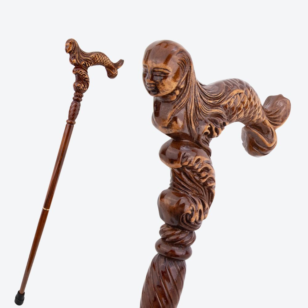 Atlantic Mermaid Vintage Wooden Cane-Bastoni UK
