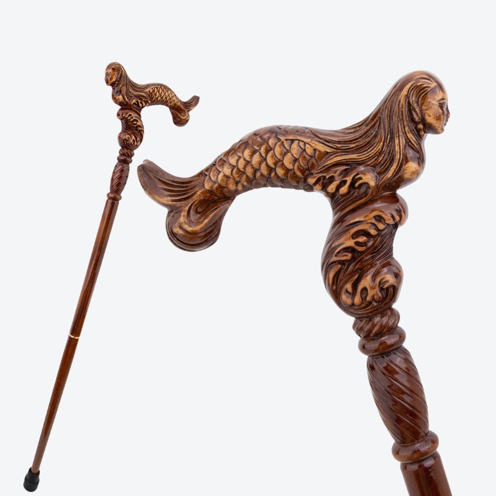Atlantic Mermaid Vintage Wooden Cane-Bastoni UK