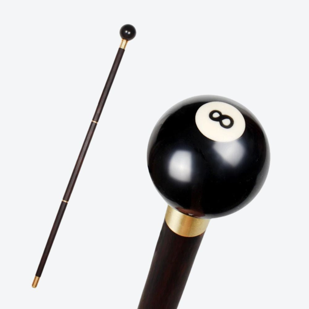 Bastoni Wooden Cane 8 Ball Billiards Black Bastoni