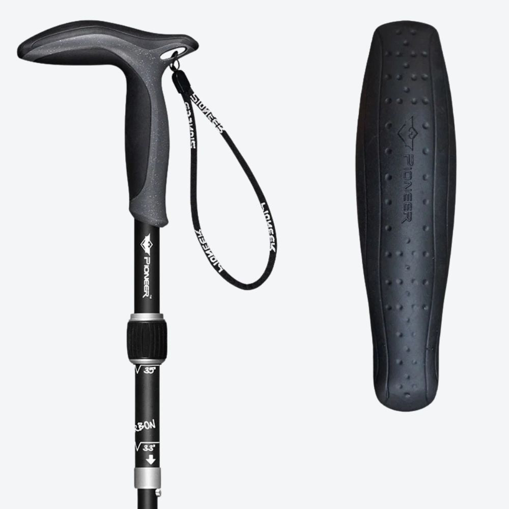 Folding Anti-shock Sports Walking Stick for Trails and Hiking, Black - Bastoni