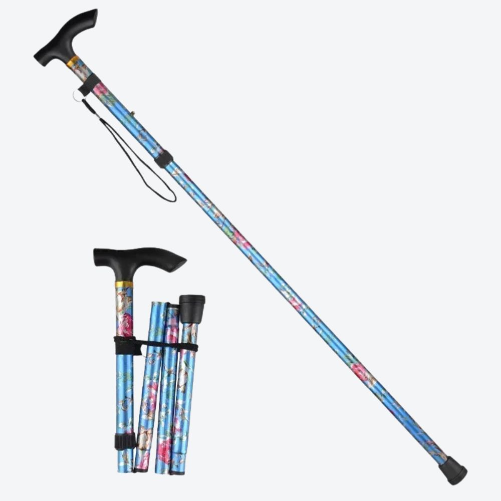 Bastoni Red Flower Garden Folding Women's Walking Stick