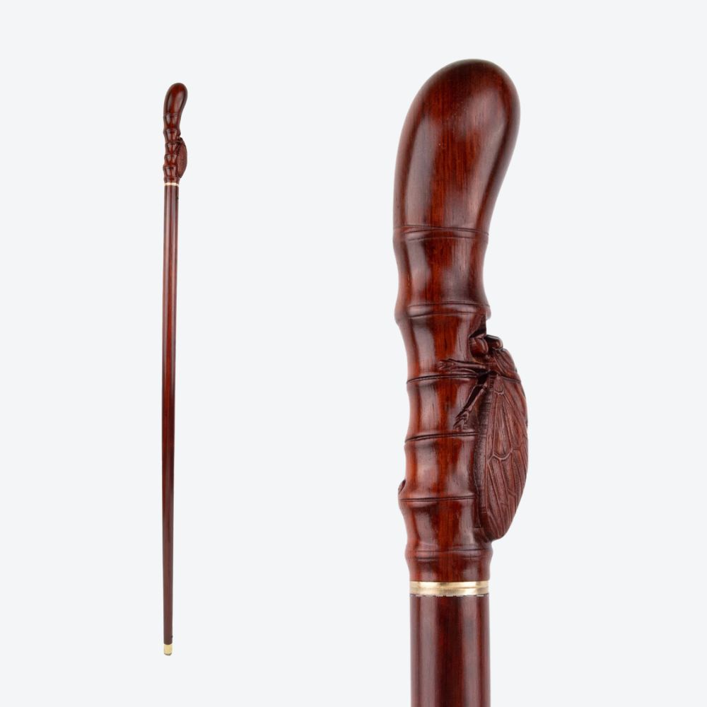 Brown Bamboo Cicada Wooden Cane-Bastoni UK