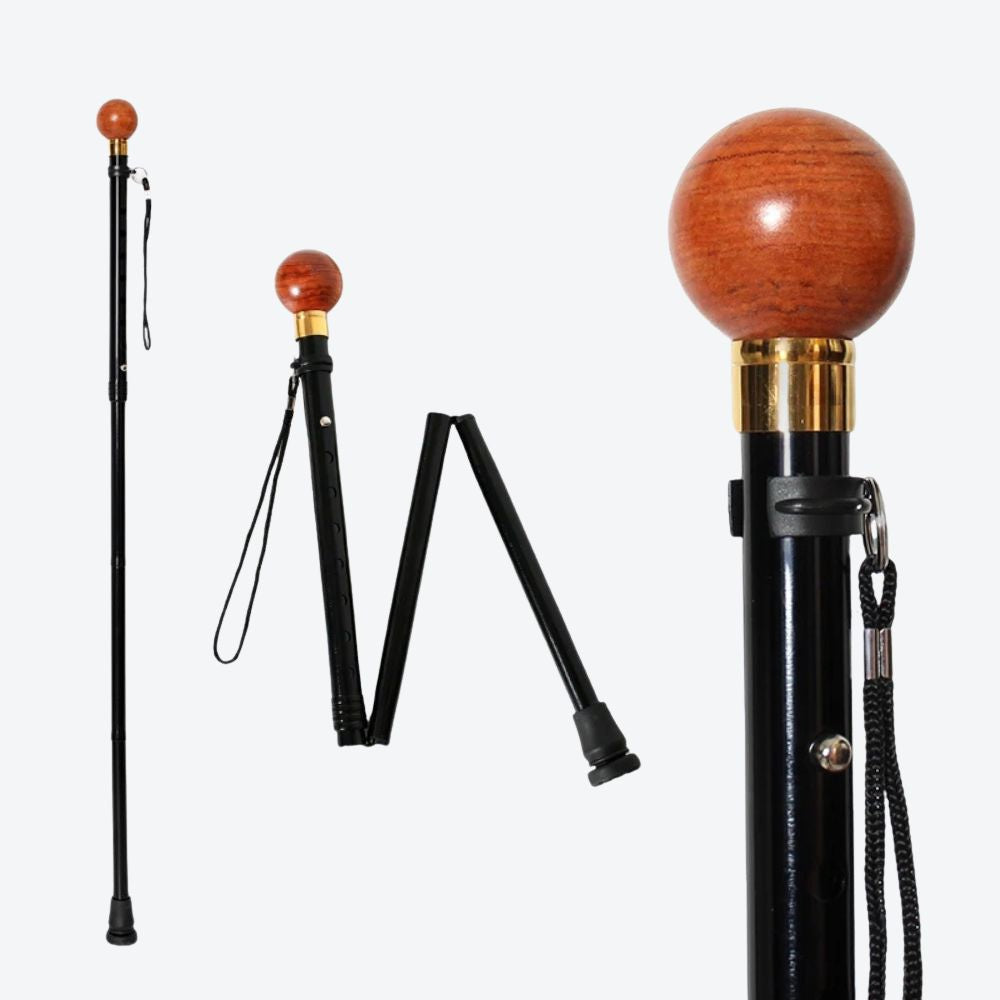 Classic Adjustable Metal Cane with Rosewood Pommel-Bastoni UK