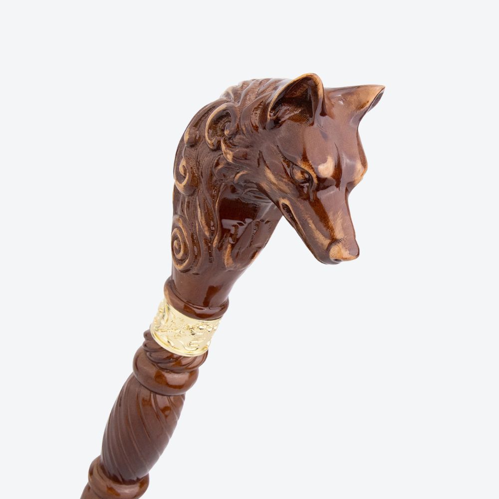 Classic Carved Wolf Wooden Cane-Bastoni UK
