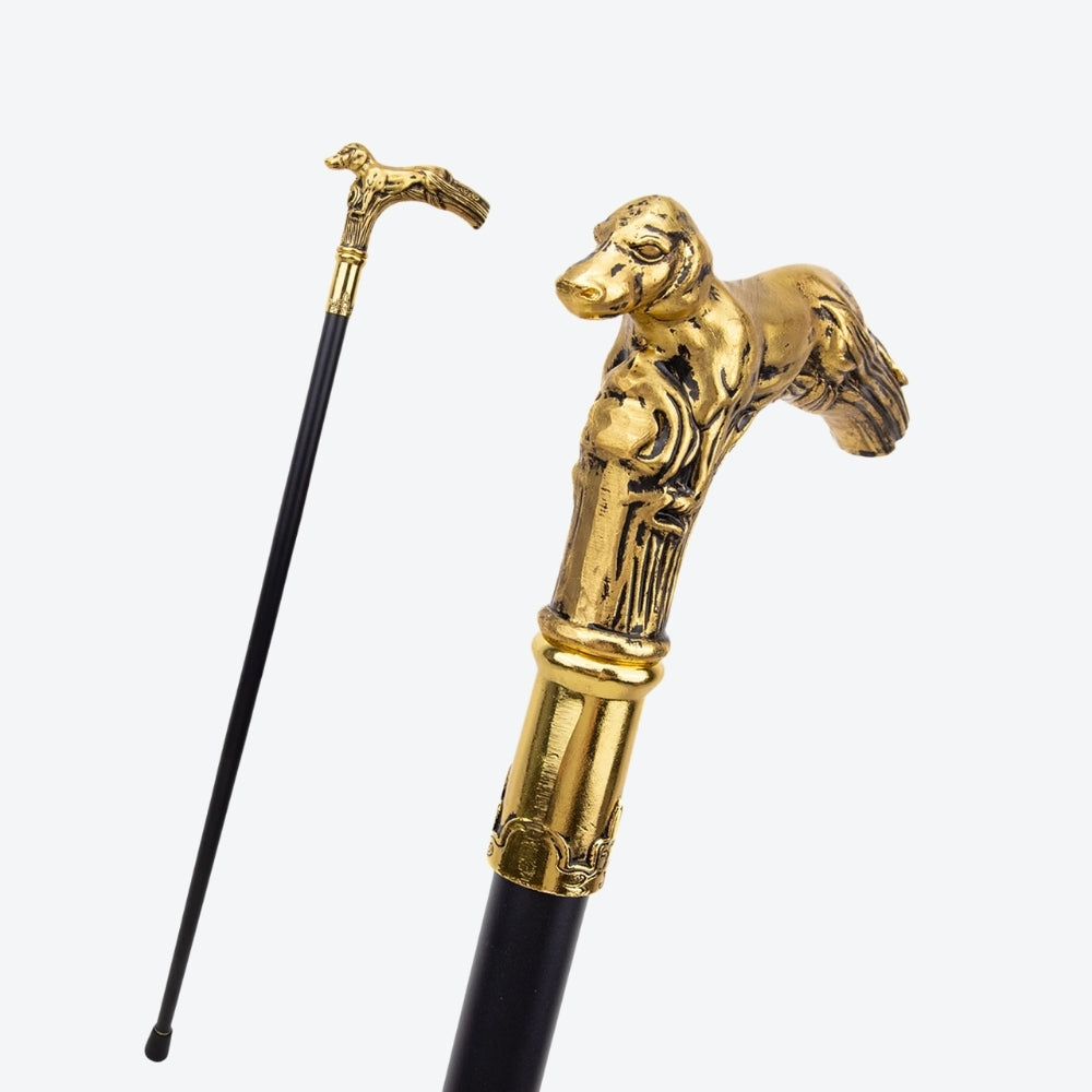 Golden Dog Handle Single Joint Fashion Stick Vampire Cospaly Party Walking Cane Halloween Crosier 93cm Performance Stage Cane - Bastoni