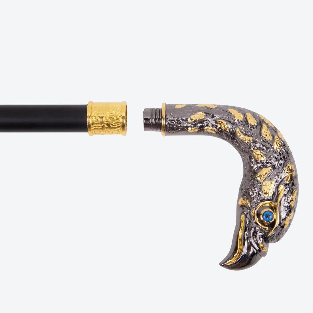 Classic Elegant Walking Stick Imperial Eagle Black/Gold - Bastoni