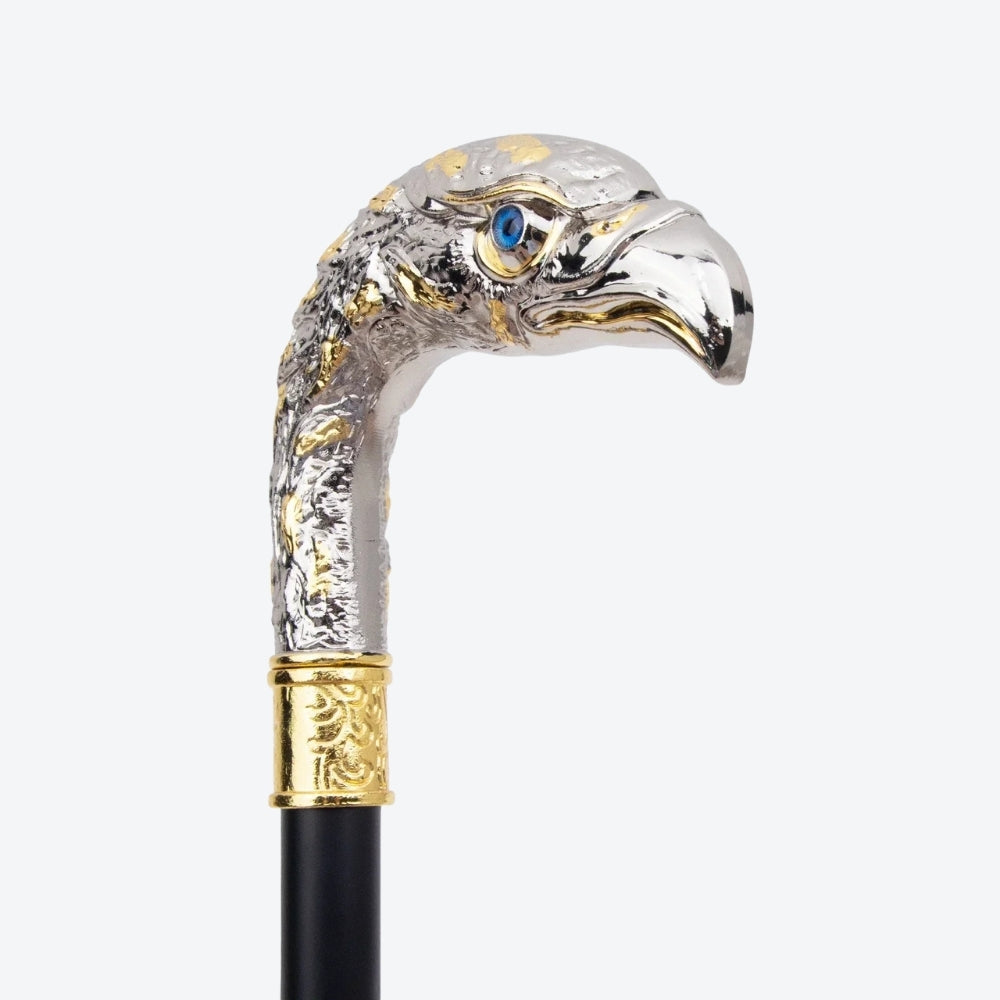 Classic Elegant Walking Stick with Imperial Eagle Design - Silver - Bastoni