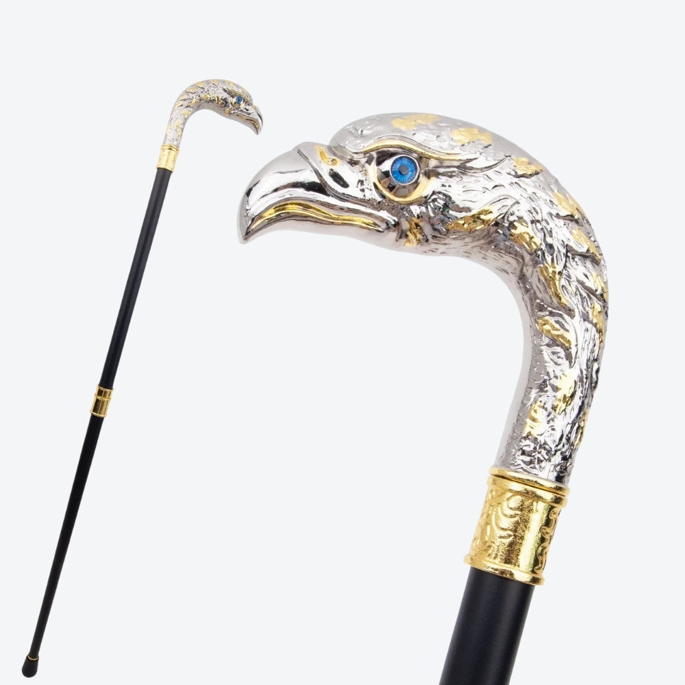 Classic Elegant Walking Stick with Imperial Eagle Design - Silver - Bastoni