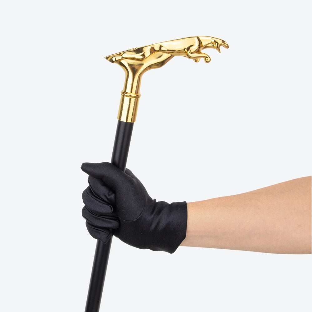 Classic Metal Walking Stick with Gold Leopard Print - Bastoni