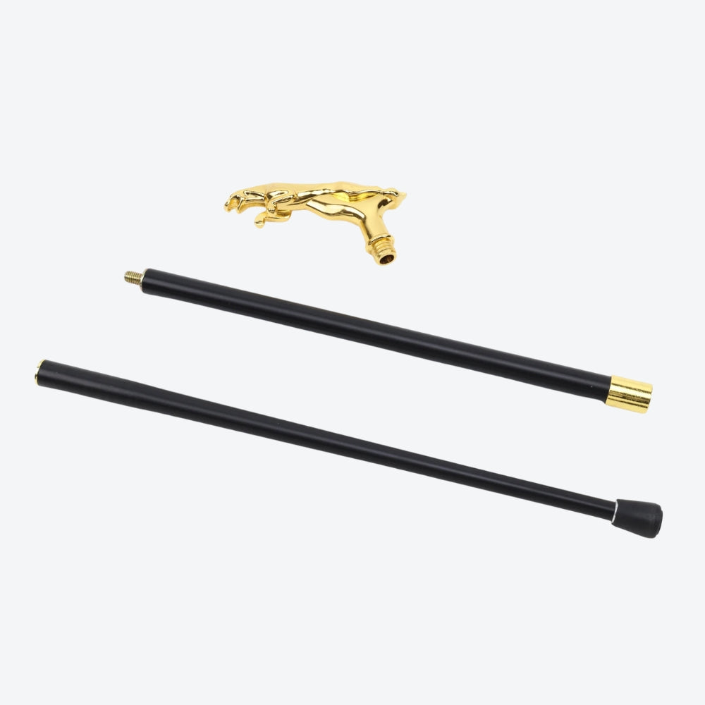 Classic Metal Walking Stick with Gold Leopard Print - Bastoni
