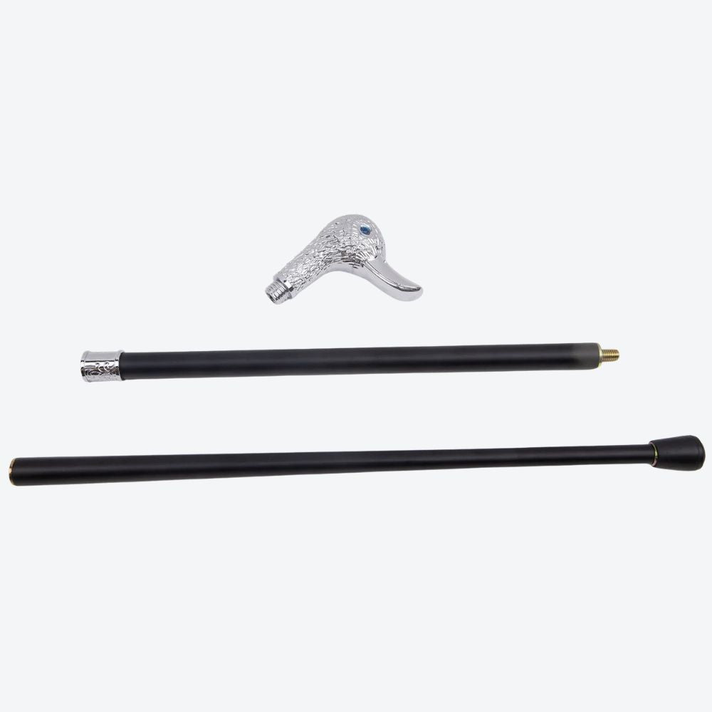 Luxury Classic Walking Stick Imperial Duck Silver Sculpted - Bastoni