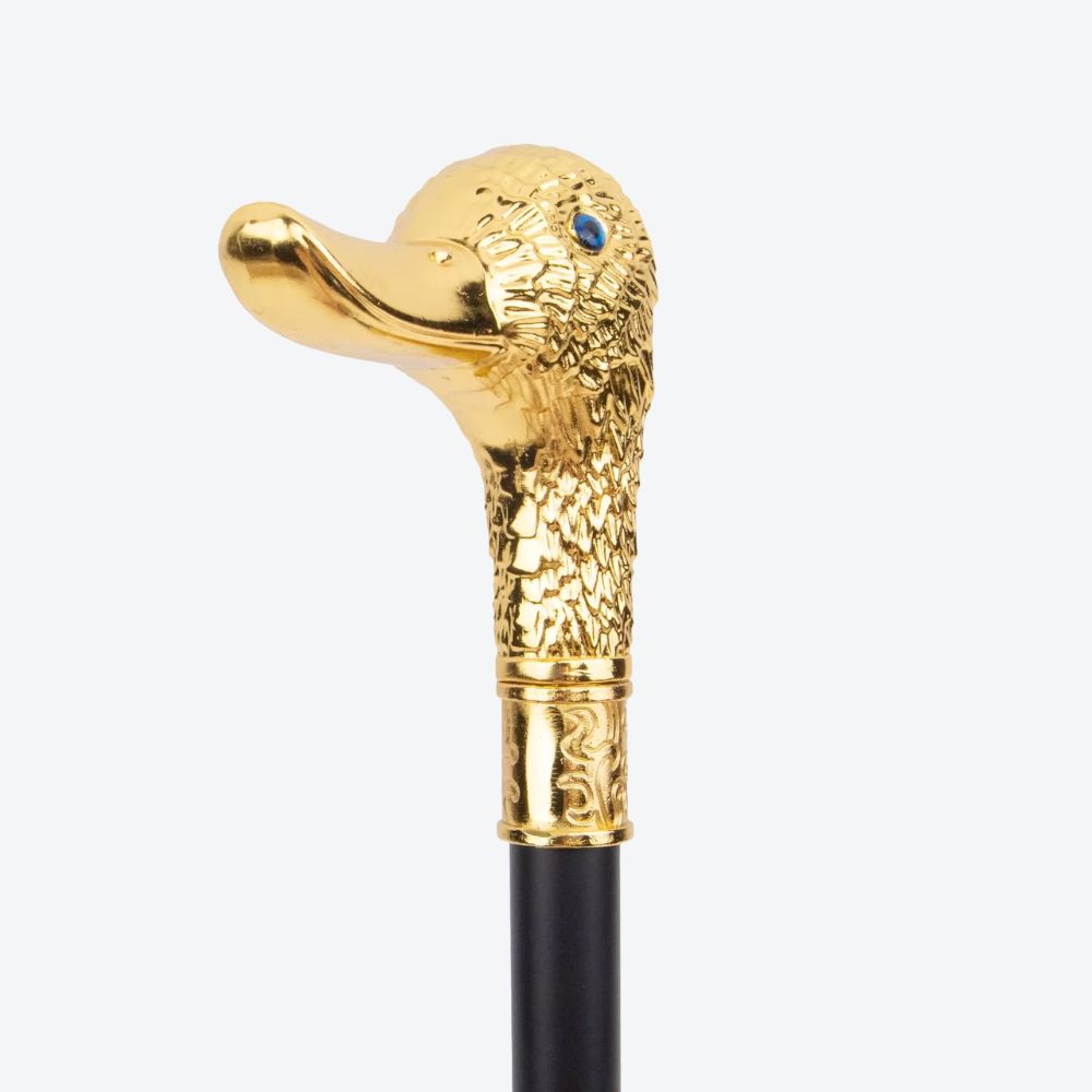 Classic Luxury Walking Stick with Golden Imperial Duck Design - Bastoni
