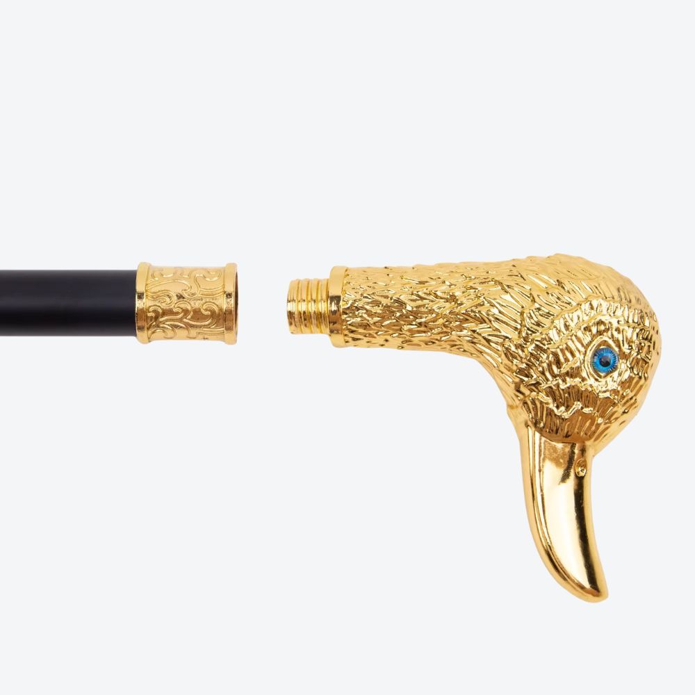 Classic Luxury Walking Stick with Golden Imperial Duck Design - Bastoni