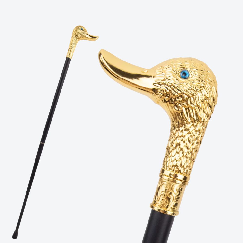 Classic Luxury Walking Stick with Golden Imperial Duck Design - Bastoni
