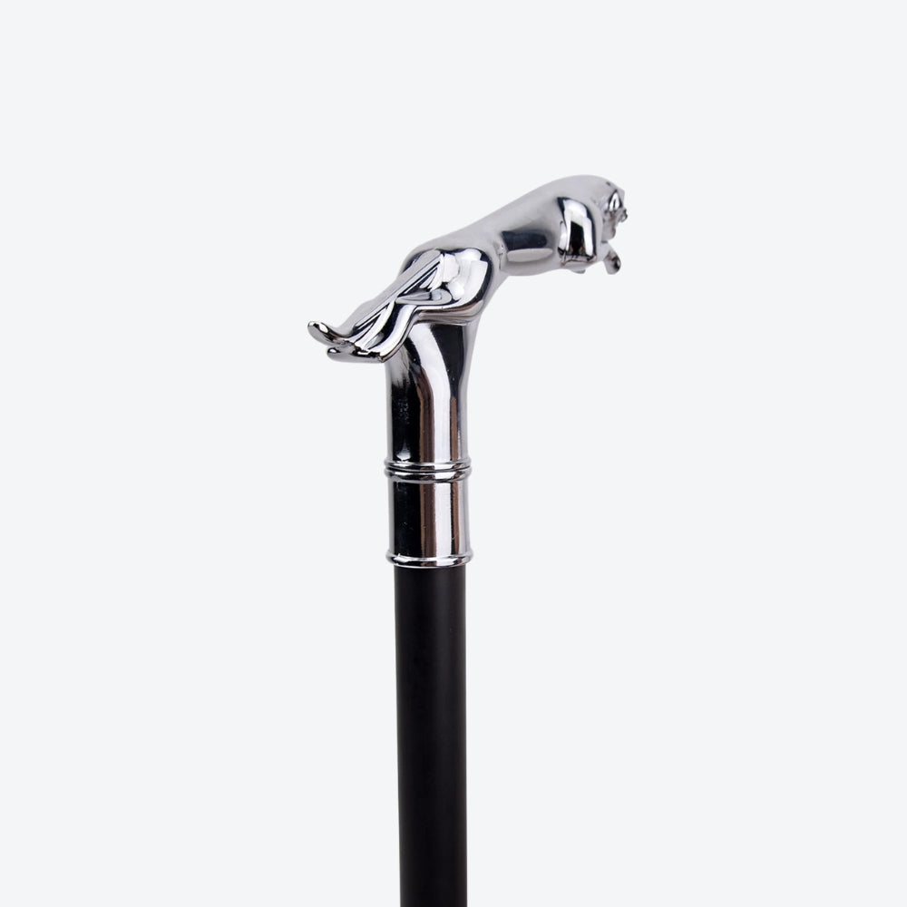 Classic Metal Walking Stick Leopard Silver - Bastoni