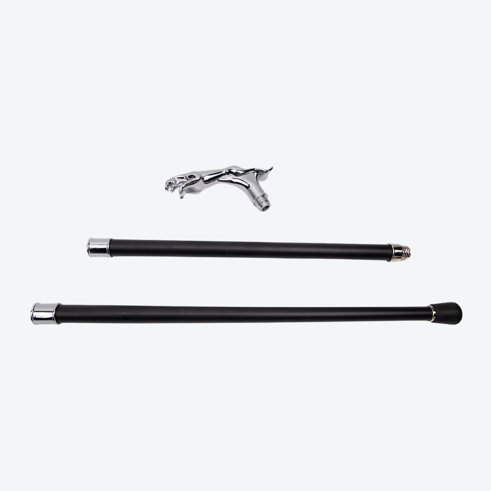 Classic Metal Walking Stick Leopard Silver - Bastoni
