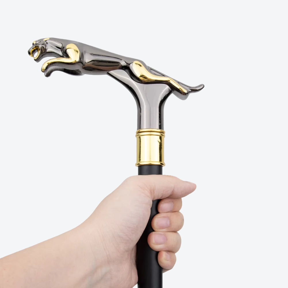 Classic Metal Walking Stick Leopard Print Silver/Gold - Bastoni