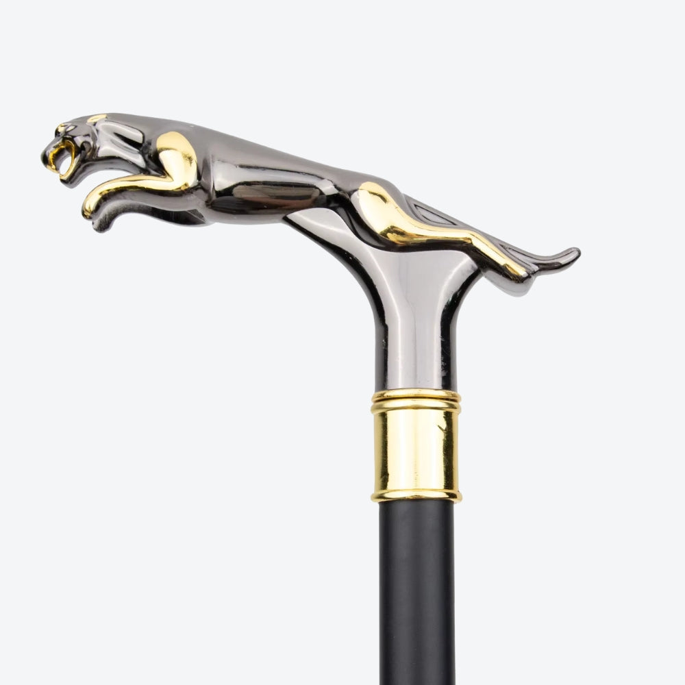 Classic Metal Walking Stick Leopard Print Silver/Gold - Bastoni