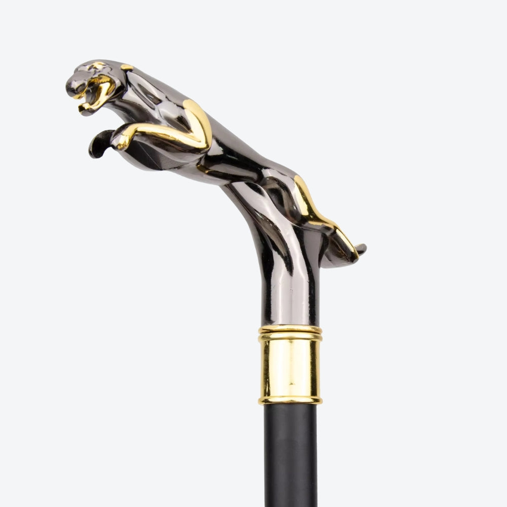 Classic Metal Walking Stick Leopard Print Silver/Gold - Bastoni