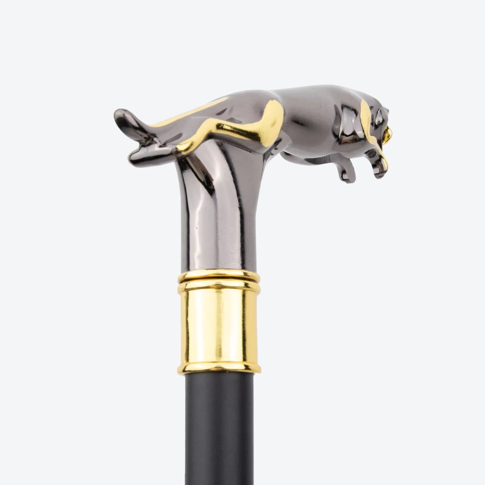 Classic Metal Walking Stick Leopard Print Silver/Gold - Bastoni