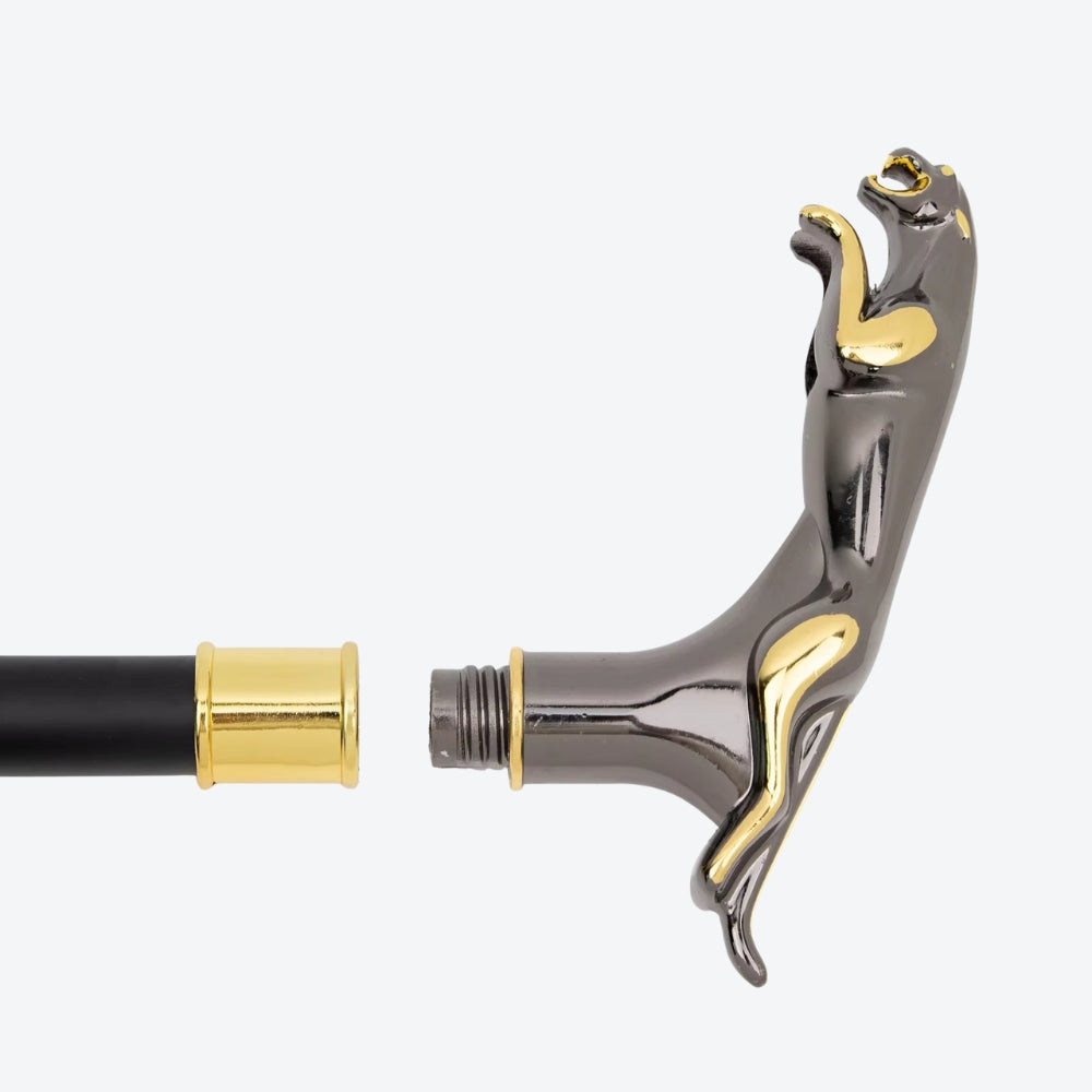 Classic Metal Walking Stick Leopard Print Silver/Gold - Bastoni