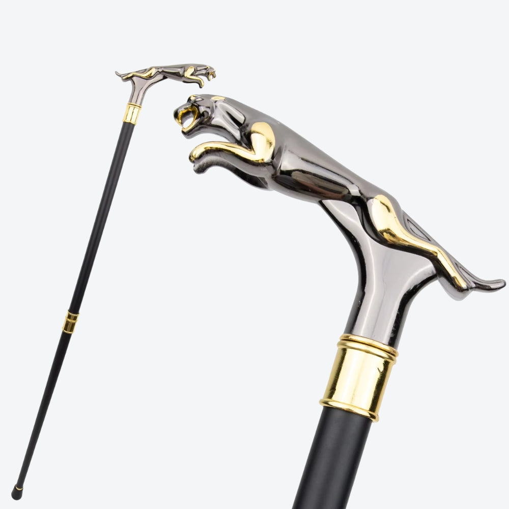 Classic Metal Walking Stick Leopard Print Silver/Gold - Bastoni