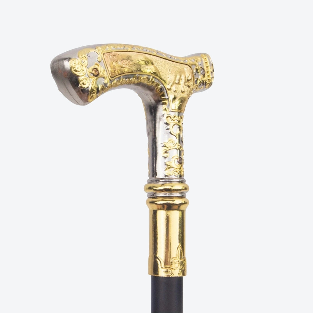 Classic Metal Walking Stick with Fauna Relief - Bastoni
