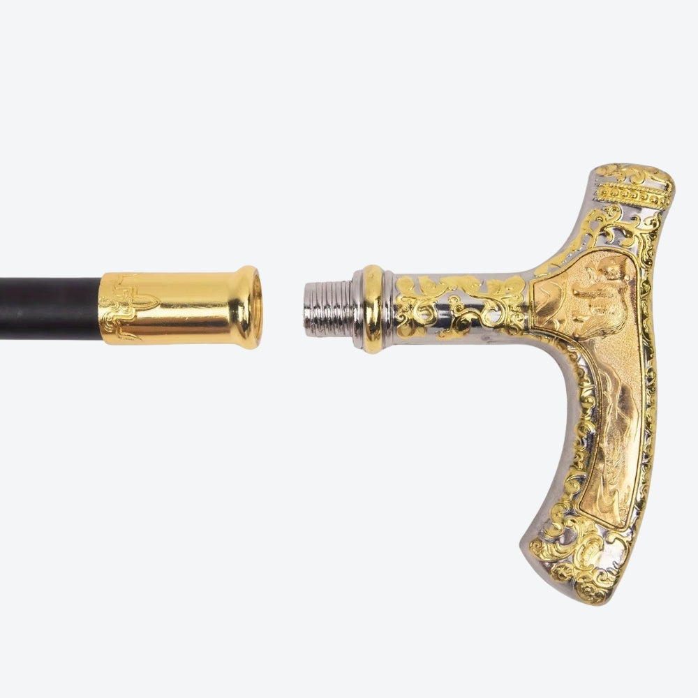 Classic Metal Walking Stick with Fauna Relief - Bastoni