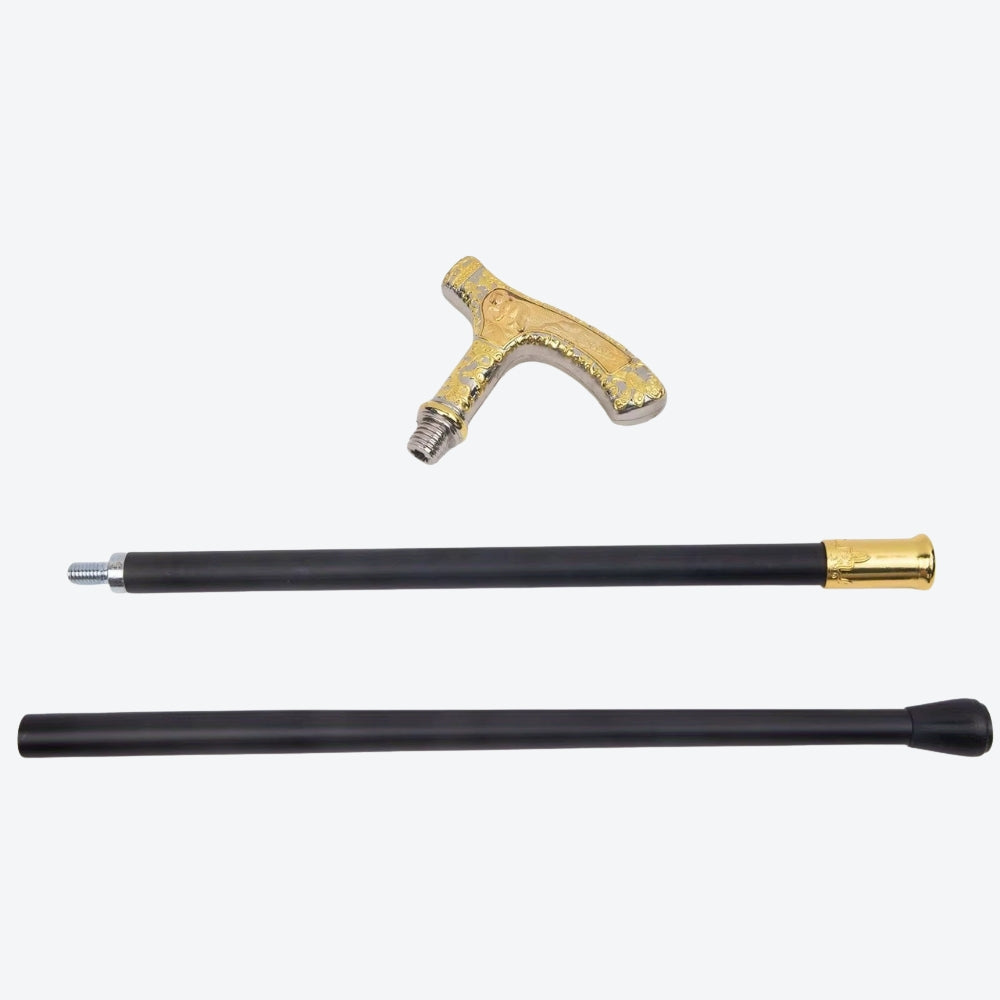 Classic Metal Walking Stick with Fauna Relief - Bastoni
