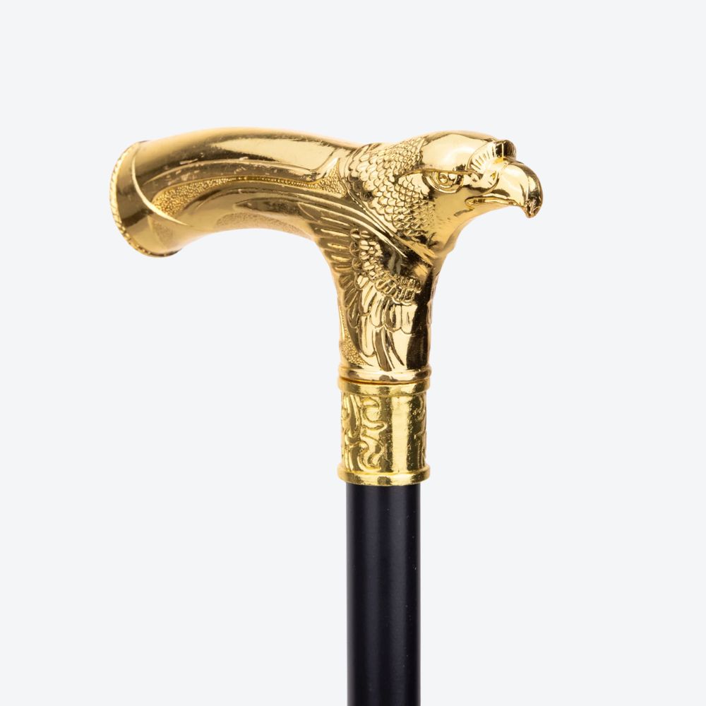 Classic Metal Walking Stick with Golden Eagle Design - Bastoni