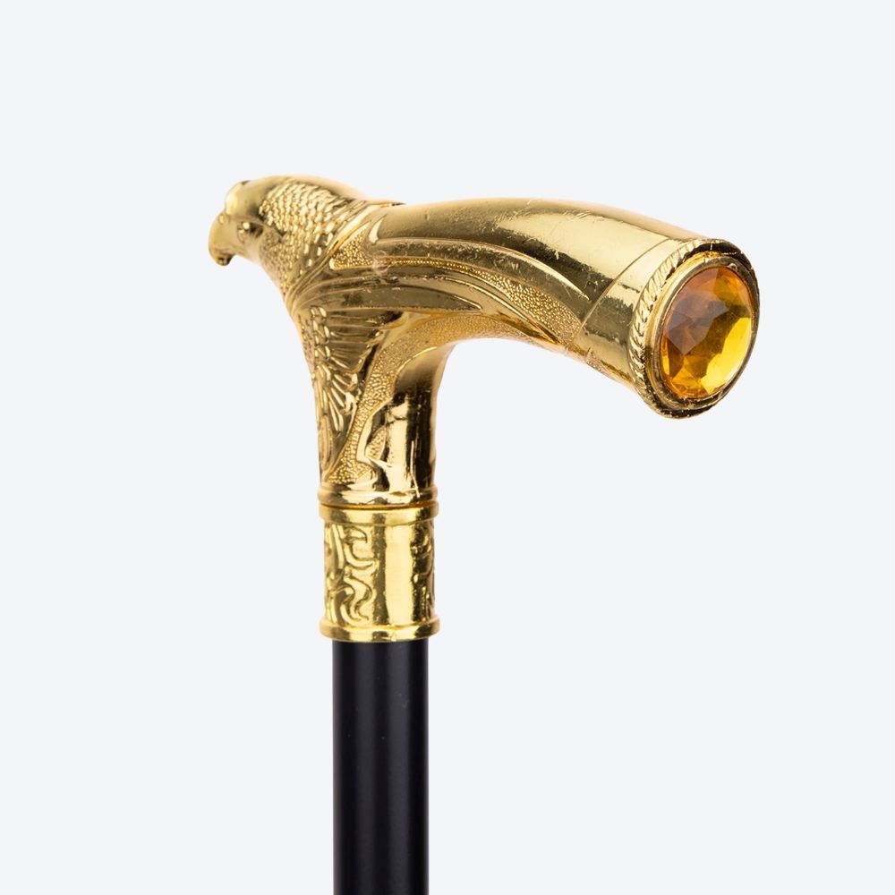 Classic Metal Walking Stick with Golden Eagle Design - Bastoni