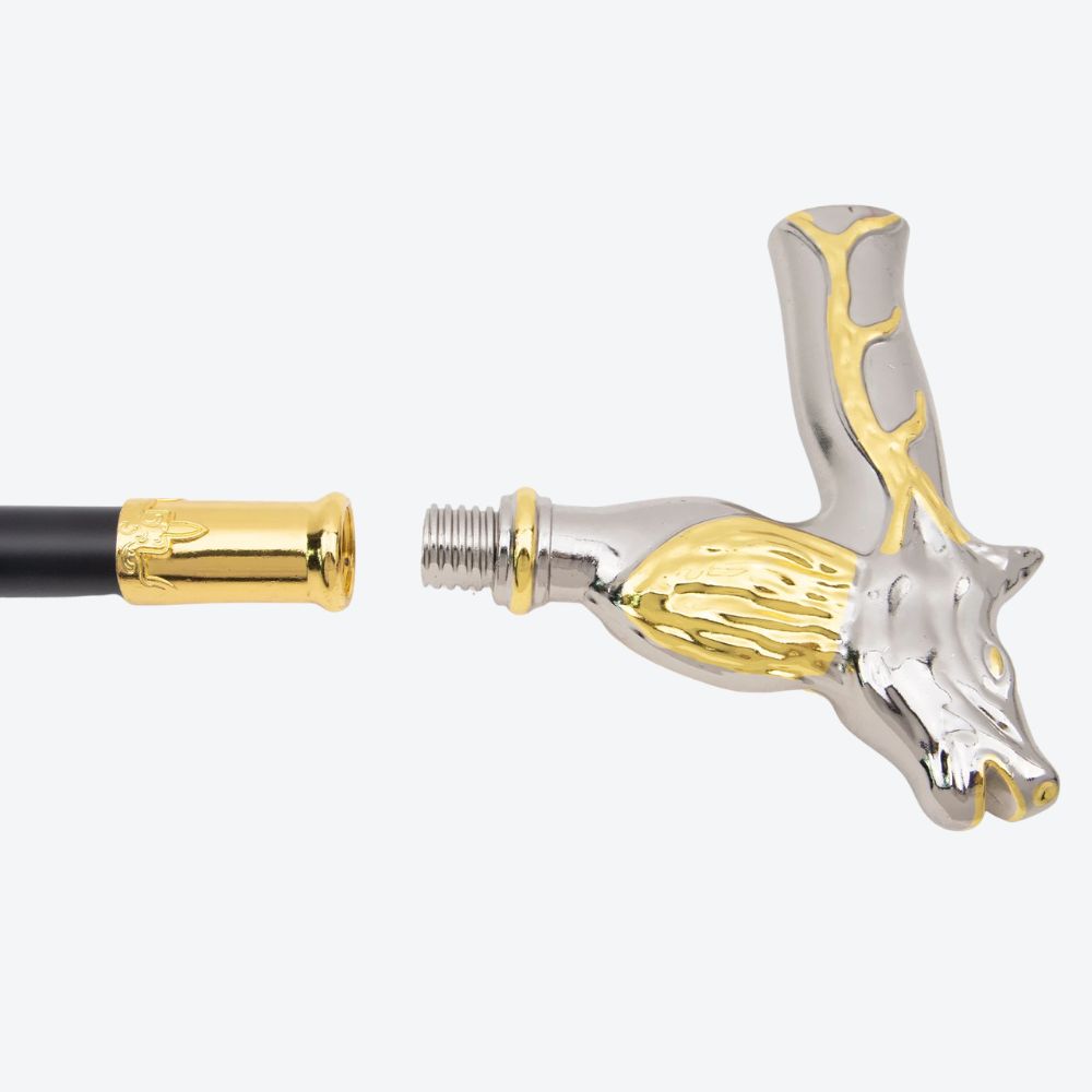 Classic Silver and Gold Deer Metal Cane-Bastoni UK