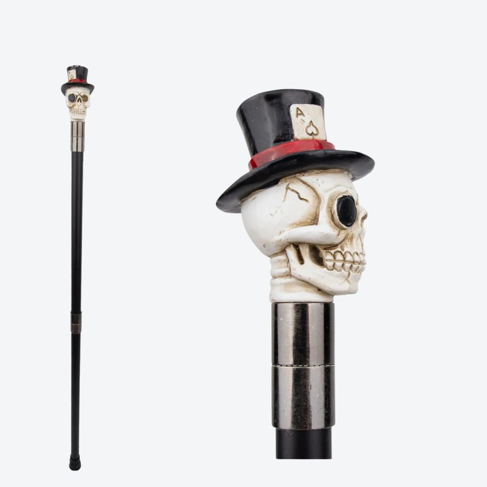 Classic Skull Top Hat Metal Cane-Bastoni UK