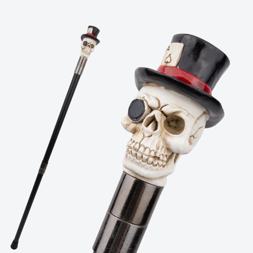 Classic Skull Top Hat Metal Cane-Bastoni UK