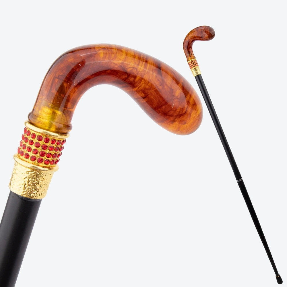 Translucent Amber Metal Walking Stick - Bastoni