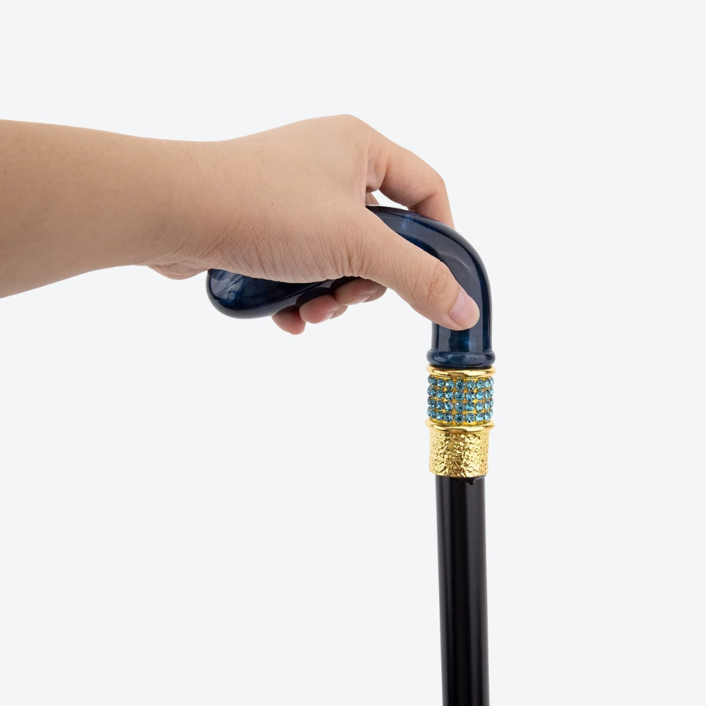 Royal Blue Elegant Metallic Walking Stick - Bastoni